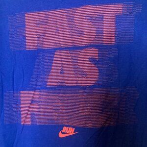 Nike Men's "Fast As F" Blue/Orange Short Sleeve T-Shirt - Size XXL